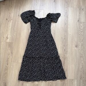 Elegant Black and White Floral Dress